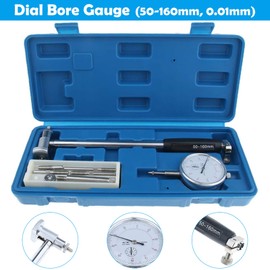 Dial Gauge Set 50-160 mm Dial Bore Gauge Internal Cylinder Bore Gauge Set Cylinder Tool Kit 0.01 mm for Measuring the Internal Dimensions of Workpieces