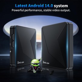 Android TV Box,X5M Android 14.0 2GB RAM 16GB ROM S905X5M 2.0GHz 64-bit Quad-core Cortex-A55 Mali-G310 GPU Support 2.4/5.0GHz WIFI6 BT5.0 1000M Ethernet 8K 1080P HDR10+ Dolby HDMI 2.1 H.265