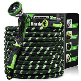 RAINPOINT 75 Foot Garden Hose - No-kink 304 Metal Garden with 10 mode Nozzle - Brass Connection, Swivel Handle, Flexible Hose,Lightweight, Puncture