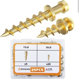 Bear Claw Hanger Screws Hanger Gold - 30lb&75lb Picture Hooks - 4-in-1 Hanging Screws for D-Rings, Sawtooth, Wire and Keyholes - Mounts in Drywall and Wood Studs (30&75lbs-25pcs)