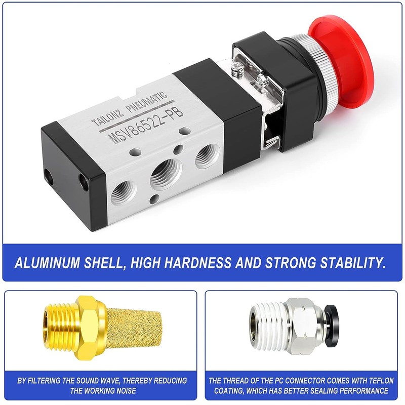 TAILONZ PNEUMATIC 1/4" BSP Automatic Reset Type Push Button 5