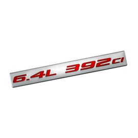 ERPART 6.4L 392ci RED on Silver Highly Polished Real Aluminum Emblem Compatible with Jeep Chrysler Dodge