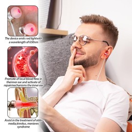 LOMUG Tinnitus Infrarot OhrstöPsel, 650NM Ohr Rotlicht Therapie Gerät Kopfhörer, Rotlichttherapie zur Linderung von Tinnitus, Geräuschreduzierung und Schlafhilfe