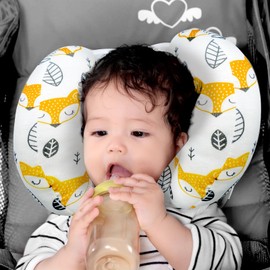 KAKIBLIN 2 in 1 Baby Head Pillow with Banana Neck Pillow for 3 Months to 1 Years Baby Travel Pillow for Stroller or Bed