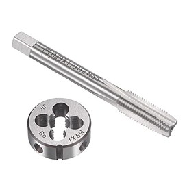 uxcell M9 x 1mm Metric Tap and Die Set, HSS Machine Thread Screw Tap with Alloy Tool Steel Round Threading Die