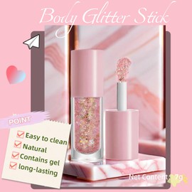 Festival Glitter Face Hair Body Glitter Gel, Mermaid Sequins Face Glitter Gel for Carnival Masquerade Glitter Make-Up Pink