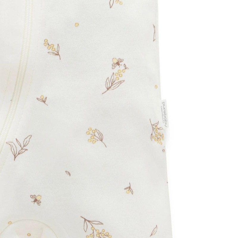 Purebaby Short Sleeve Zip Growsuit - Wattle Bee, 0