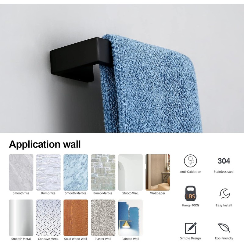 BAGNOLUX Matte Black Bathroom Hardware Set 4 Pieces, Bath Towel