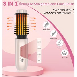 Cordless Hair Curling Brush Gold Pink