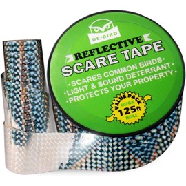 De-Bird Scare Tape - 125 Ft Roll, Holographic, Garden Style - Reflective Tape for Birds - Pigeon & Goose Control, Balcony & Patio Nest Deterrent
