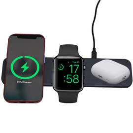3 in 1 Wireless Charger for Smart Watch/Earbuds/Smart Phone, Wireless Charging Pad (Black)