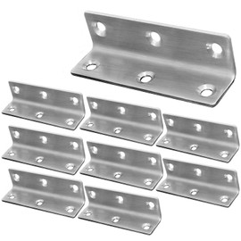 20Pcs Stainless Steel Corner Braces Heavy Duty Inside Corner Brackets, 3.14" Right Angle Support Shelf Bracket, Silver Tone Joint Fastener L Shape Bracket for Wood Furniture Cabinet Shelf