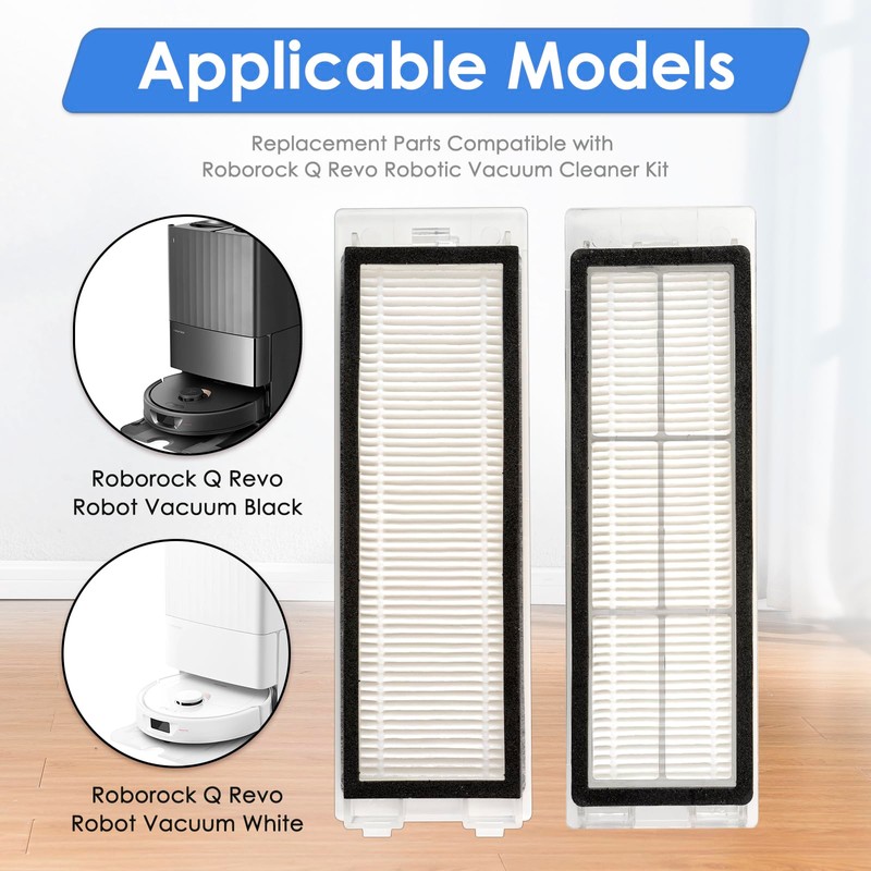 (5 Pack) Q Revo Replacement HEPA Filter Compatible With Roborock