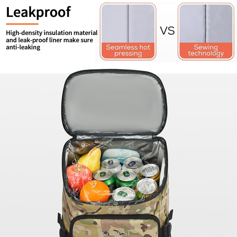 Kalesi Cooler Backpack 36 Cans Lightweight Insulated Backpack Cooler Leak-Proof