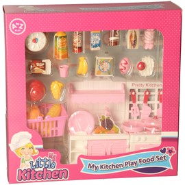 My Little Kitchen Play Food Set, Pink Refrigerator with Food Accessories, Kids Pretend Play Kitchen Toys