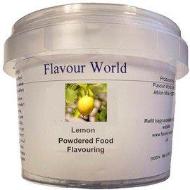 Flavour World Professional Powdered Food Flavouring 40g or 80g tubs with small dosing spoon included (40g, Lemon)