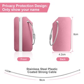 Luggage Tags, 2Pcs Aluminum Alloy Baggage Labels, Suitcase ID Tag Set, Handbag Tag Labels Travel Accessories for Checked Luggage, Hand Luggage and Handbags - Pink & Black