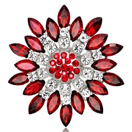 FAIRYGATE Women's Brooches & Pins Red Crystal Brooch Rhinestone Brooch Crystal Flower for Women Bride Wedding Brooches Pins Corsage Jewelry for Scarf Suit Coat Dress Accessories B3715