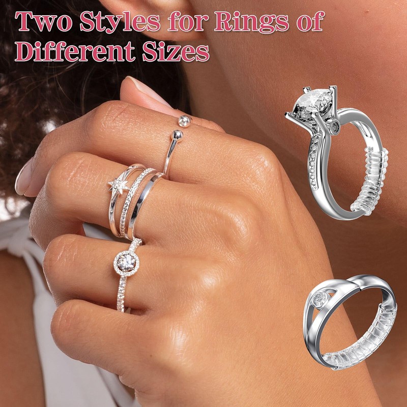 Ring Sizer for Loose Rings, 12 Pack 4 Sizes, Invisible