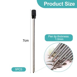 5 Pcs Ballpoint Pen Refills, Black Ballpoint Pen Refills, Metal Pen Refills, Ballpoint Pen Accessories, Work and Office Supplies