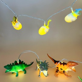 YEAMAR 2 Pack LED Dinosaur String Lights for Boys Room 10FT Dino String Lights Battery Operated Dinosaur Hanging Lights Indoor Bedroom Party Birthday Decoration Children Gifts