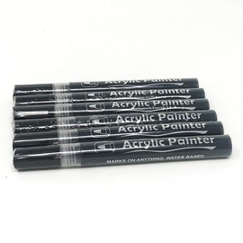 Magik Acrylic Paint Marker Pens Set Water-based Pebble, Rock & Stone painting,Scrap-booking, Fabric, DIY (Black, 6 Pack)