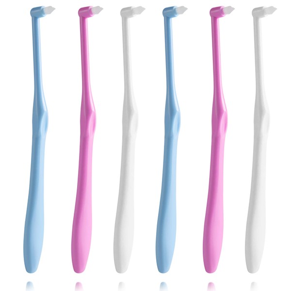 LOVEWEE End-Tuft - Cepillo de dientes cónico, 6 piezas de cepillo de dientes interespacial, cepillo de dientes para ortodoncia, línea de puentes y limpieza de detalles