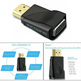 HDMI to VGA Converter, Video Adapter Cable Converter HD 1080P VicTsing Black