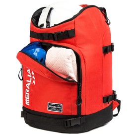 MERALIAN Ski Boot Bag, Lightweight Ski and Snowboard Boots Travel Backpack for Skis, Snowboard, Ski Helmet, & Accessories. (red)