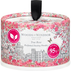 Woods of Windsor True Rose Odour Control Dusting Powder with Body Puff 100g | Floral Body Talcum Powder, Helps Reduce Chafing, 95% Naturally Derived Ingredients, Vegan and Cruelty Free