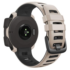 ANCOOL Compatible with Garmin Instinct 2 Band, Soft Silicone Sport Watch Band Replacement for Garmin Instinct Tide/Esports/Solar/Tactical Smartwatches, Tundra/Black