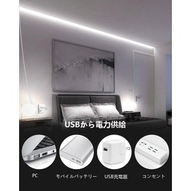 ALITOVE COB LED Tape Light, USB LED Tape, 5V, 2M, 320Leds/M, 6000K Daylight Color, Flexible, High Density LED Tape Light, CRI85+, FCOB COB LED Strip Light, Cuttable, Easy Installation, Non-Waterproof,