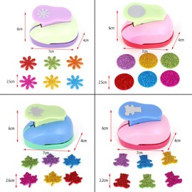 XUBX 4 Pieces Craft Cutting Set Small Bear Round Flower Maple Leaf Embossing Tool Scrapbooking Die Cutting for Creative Kids Artwork Greeting Card Craft Photo Albums