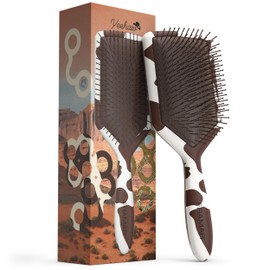 FRAMAR Paddle Brush For Thick Hair, Paddle Hair Brush, Detangle Brush, Wet Paddle Brush, Hairbrush For Women, Hair Brush For Men, Wet Detangler Hair Brush, Cute Cow Stuff - Cow Print