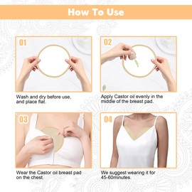 2Pcs Castor Oil Breast Pads - Reusable Organic Castor Oil Pack Wrap with Zipper Bag, Soft and Comfortable Cotton Castor Oil Pads Nursing Pads for Women Relaxing,Khaki Color (Oil Not Included)