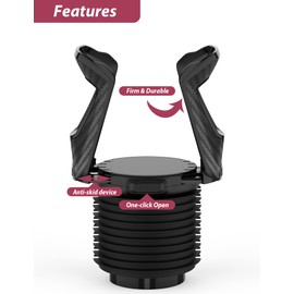 TRANSWARPS Cup Holder Expander for Car W/Offset Base, Expandable Cupholder Insert Adapter for Small/Medium 18-32oz Water Bottles and Mugs - Adjustable Drink Holder for Automotive Black(2-Pack)