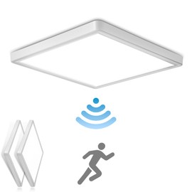 OPPEARL [Pack of 2] LED Ceiling Light with Radar Motion Sensor, 18 W, 1800 lm, 4000 K Lamp with Motion Sensor Indoor, IP44 LED Ceiling Light, Flat for Stairs, Balcony, Hallway, Basement, 23 x 23 x 2.4