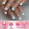 AddFavor French Tip Press on Nails Long Square Fake Nails,