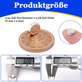 DGDUBRB Small Round Silver Neodymium Magnets, 48pcs, 6mm x 2mm, Strong, Multi-Use, Fridge, Whiteboard, Crafts