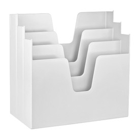 Acrimet 3 Tier Hanging File Folder Holder Organizer, Stepped Space Saving Design for Desktop and Work Space, Letter Size Holder for Folders and Documents 12” x 4.5” x 12.5” (White Color)