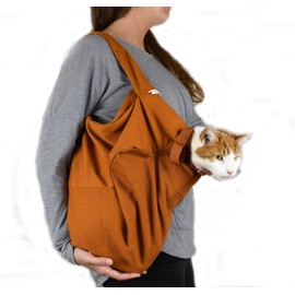 Cat-in-the-Bag Cozy Comfort Carrier - Small Caramel Pet Carrier for Cat and Cat Restraint for Medication Administration, Nail Clipping, Travel, Vet Visits, and Dental Care