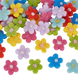 FINGERINSPIRE 42 Pcs Wool Felt Daisy Flower Patches 7 Colors Mini Daisy Flower Felted Wool for Crafts Daisies for DIY Holiday Ornaments Floral Applique for Clothes or Scrapbook Embellishments