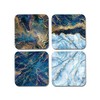 DV DESIGN 4 x Square Art Deco Coasters - Blue