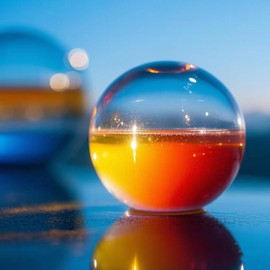 LQCMFSB 3.94-Inch Crystal Glass Sunset Gradient Display Ball, Decorative Desktop Ornament