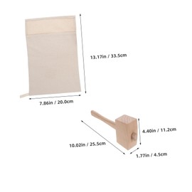 Generic 2Pcs Reusable Ice Crushing Bag Wood Mallet Portable Ice Crusher Tool for Nuts Heavy Duty Bartender Equipment for Use