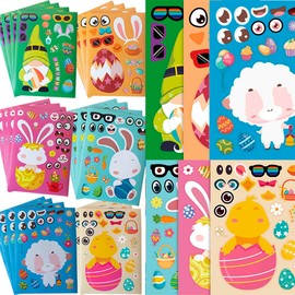 24 Sheets Easter Stickers, Spring Stickers for Kids Easter Egg Rabbit Stickers Happy Easter Gifts for Easter Basket Stuffer Party Favor Envelope Card Label Craft Scrapbooks