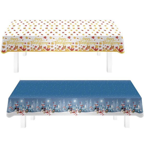 VONJUMA 2 Pieces Tablecloth, Party Tablecloth, Thanksgiving and Christmas Tablecloth,