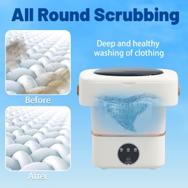 Erivess Small Portable Washing Machine, 3 Modes Foldable Mini Washer 5 L Capacity Semi-Automatic for Underwear, Baby Clothes, Apartments, Camping, Travel,White