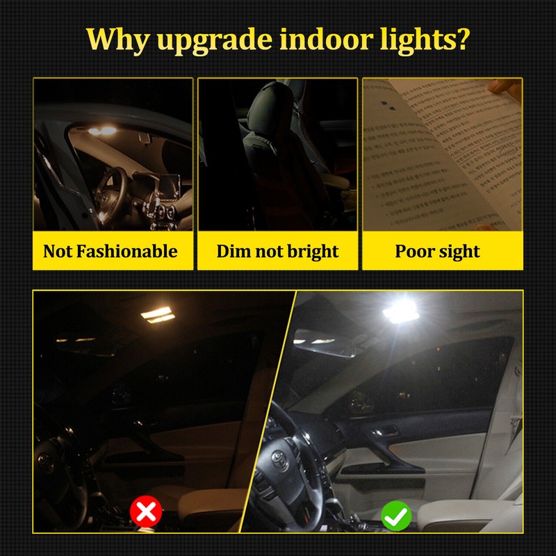 BMTxms 10x LED Interior Lights Map Dome License Bulbs White