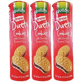 Gullon Dueto Cookies with Chocolate Flavored Filling (3 Pack, Total of 52.8oz)